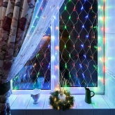 Гирлянда Сеть 1,5х1,5м прозрачный ПВХ, 96 LED мультиколор, IP20, 8 режимов, в линию не соединяется
