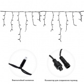 Гирлянда Айсикл (Бахрома) 3,2х0,6м, с эффектом мерцания, черный провод каучук, теплые 88LED, IP67