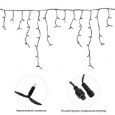 Гирлянда Айсикл (Бахрома) 5х0,7м, с эффектом мерцания, черный провод каучук, теплые 152 LED, IP67