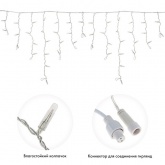 Гирлянда бахрома светодиодная 2,4х0,6м 88LED тепло-белый IP44, постоянное свечение,прозрачный провод