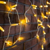 Гирлянда бахрома светодиодная 2,4х0,6м 88LED тепло-белый IP44, постоянное свечение,белый провод