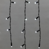 Гирлянда бахрома светодиодная 2,4х0,6м 88LED белый IP44, постоянное свечение,черный провод