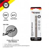 Сверло по металлу Kranz 6мм Кобальт (сталь HSS-Co 5% M35 P6M5K5) (1 шт. в блистере) DIN 338