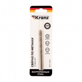 Сверло по металлу Kranz 4,5мм Кобальт (сталь HSS-Co 5% M35 P6M5K5) (1 шт. в блистере) DIN 338