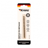 Сверло по металлу Kranz 4мм Кобальт (сталь HSS-Co 5% M35 P6M5K5) (1 шт. в блистере) DIN 338