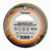 Изолента ПВХ Kranz профессиональная 19мм х 20м толщина 0,18 (-50°С до +50°С) желто-зеленая [уп.10шт]