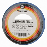Изолента ПВХ Kranz профессиональная 19мм х 20м толщина 0,18 (от -50°С до +50°С) синяя [уп.10шт]