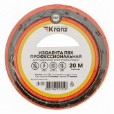 Изолента ПВХ Kranz профессиональная 19мм х 20м толщина 0,18 (от -50°С до +50°С) красная [уп.10шт]