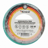 Изолента ПВХ Kranz профессиональная 19мм х 20м толщина 0,18 (от -50°С до +50°С) зеленая [уп.10шт]