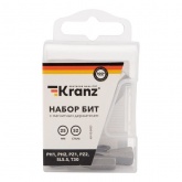 Набор бит Kranz 25 мм PH1, PH2, PZ1, PZ2, SL5.5, T30 с магнитным держателем (7 шт./уп.)