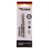 Сверло по стеклу и керамике Kranz 8 мм 4 грани (шестигранный хвостовик)