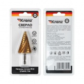 Сверло по металлу ступенчатое Kranz Титан 9,0-36,0 мм 110 mm 65 HRC Р6М5 TiN