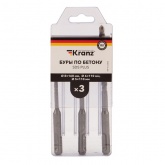 Набор буров по бетону Kranz 5х110, 6х110, 8х160 мм, 3 шт., в пластиковой коробке SDS Plus
