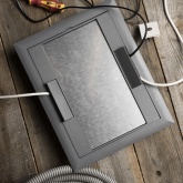 Лючок напольный EKF C-Line 12 под 6 механизмов 45х45мм (12 модулей) с приборной рамкой IP30 серый