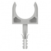 Держатель-клипса DKC для труб и гофры с защелкой и дюбелем 32 мм серый