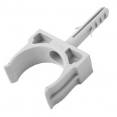 Держатель-клипса DKC для труб и гофры с защелкой и дюбелем 32 мм серый