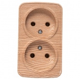 Накладная розетка Intro 2x2P 16А-250В IP20 Polo, сосна 3-203-11 (5056183753917)