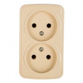 Накладная розетка Intro 2x2P 16А-250В IP20 Polo, слоновая кость 3-203-02 (5056183753894) (бежевый)