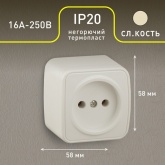 Накладная розетка Intro 2P 16А-250В IP20 Polo, слоновая кость 3-201-02 (5056183753818) (бежевый)