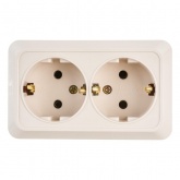 Накладная розетка Intro 2x2P+E Schuko 16А-250В IP20 Polo, слоновая кость 3-204-02 (5056183753931) (бежевый)
