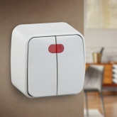 Накладной выключатель двойной с подсветкой Intro 10А-250В IP20 Polo, белый 3-105-01 (5056183753764)