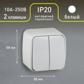 Накладной выключатель двойной Intro 10А-250В IP20 Polo, белый 3-104-01 (5056183753726)