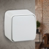 Накладной выключатель одноклавишный Intro 10А-250В IP20 Polo, белый 3-101-01 (5056183753603)