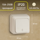 Накладной переключатель одноклавишный Intro Quadro 10А-250В IP20 слкость 2-103-02 (5055945565744)