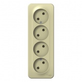 Накладная розетка 4-ая без заземления без шторок SE Blanca 16А 250В с изолирующей пластиной бежевый