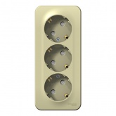 Накладная розетка 3-ая с заземлением со шторками SE Blanca 16А 250В с изолирующей пластиной бежевый