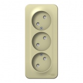 Накладная розетка 3-ая без заземления со шторками SE Blanca 16А 250В с изолирующей пластиной бежевый