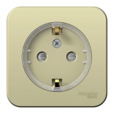 Накладная розетка компактная с заземлением со шторками SE Blanca 16А 250В с изолирующей пластиной бе