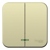 Накладной выключатель 2-клавишный с подсветкой SE Blanca 10А 250В с изолирующей пластиной бежевый