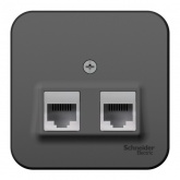 Накладная розетка 2-ая компьютерная RJ45 кат.5E SE Blanca антрацит изол.пластина