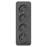 Накладная розетка 4-ая без заземления без шторок SE Blanca 16А 250В антрацит изол.пластина