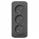 Накладная розетка 3-ая без заземления со шторками SE Blanca 16А 250В антрацит изол.пластина