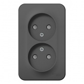 Накладная розетка 2-ая без заземления со шторками SE Blanca 16А 250В антрацит изол.пластина