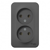 Накладная розетка 2-ая без заземления без шторок SE Blanca 16А 250В антрацит изол.пластина