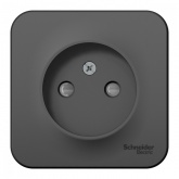 Накладная розетка без заземления со шторками SE Blanca 16А 250В антрацит изол.пластина