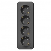 Накладная розетка 4-ая с заземлением со шторками SE Blanca 16А 250В антрацит изол.пластина