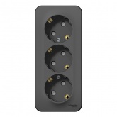 Накладная розетка 3-ая с заземлением со шторками SE Blanca 16А 250В антрацит изол.пластина