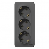 Накладная розетка 3-ая с заземлением без шторок SE Blanca 16А 250В антрацит изол.пластина