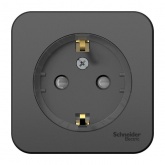 Накладная розетка компактная с заземлением со шторками SE Blanca 16А 250В антрацит из.пластина