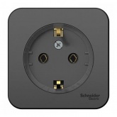 Накладная розетка компактная с заземлением без шторок SE Blanca 16А 250В антрацит из.пластина
