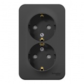 Накладная розетка 2-ая с заземлением со шторками SE Blanca 16А 250В антрацит