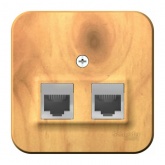 Накладная розетка 2-ая компьютерная RJ45 кат.5E SE Blanca ясень изол.пластина