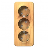 Накладная розетка 3-ая с заземлением без шторок SE Blanca 16А 250В ясень изол.пластина