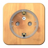 Накладная розетка компактная с заземлением со шторками SE Blanca 16А 250В ясень изол.пластина