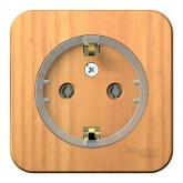 Накладная розетка компактная с заземлением без шторок SE Blanca 16А 250В ясень изол.пластина