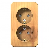 Накладная розетка 2-ая с заземлением со шторками SE Blanca 16А 250В ясень